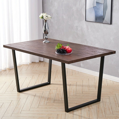 Industrial Dining Table Large Wooden Top Steel Legs Kitchen Dinner Furniture