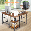 Computer Corner Desk L-Shaped Gaming Studying Table w/Metal Support & Wide Top