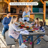 8-Person Patio Picnic Table Bench Set Garden Dining Metal Frame w/ Umbrella Hole