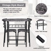 3pcs Breakfast Dining Table & Chairs Set Kitchen Furniture Set w/ Shelf Black