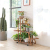 Portable Rolling Wooden Plant Stand Multi-Layer Flower Display Shelf Storage UK