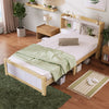 Kids Bed 3FT Single Size Bed Solid Pine Wooden Bed Frame w/Storage Headboard QF