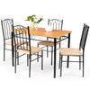5PCS Dining Table & Chair Set Breakfast Bar Kitchen Furniture with Padded Seat