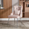 Modern Dining Chair Upholstered Armchair Velvet Restaurant Office Chair Pink QA