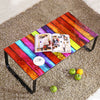 Rainbow Glass Coffee Table Metal Leg Side End Side Table Living Room Rectangle