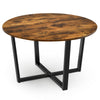 Round Coffee Table Faux Marble/Rustic Wooden Cocktail Table Snack Tea Table