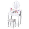 Dressing Table With Drawer Mirror & Stool Set Makeup Desk Vanity Table Bedroom