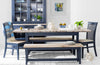 Florence wooden table bench.Navy Blue kitchen dining room bench with wooden seat