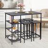 Kitchen Breakfast Counter Dining Table Modern Bar Table 3 Tiers Storage Shelves