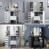 Corner Dressing Table 3 Mirror 5 Drawers Desk Set & Small Stool Black White Grey