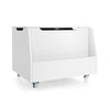 Wooden Toy Box Mobile Kids Toy Storage Organizer Chest Flip-top Lid Bookshelf