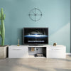 Modern 160cm TV Unit Cabinet Stand High Gloss Doors White with LED Lights