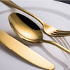 24pcs Luxury Cutlery Set Stainless Steel Knife Spoon Fork Teaspoons Canteen Gold