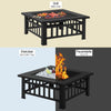 3-in-1 Fire Pit BBQ Firepit Brazier Outdoor Garden Brazier Square Table Stove