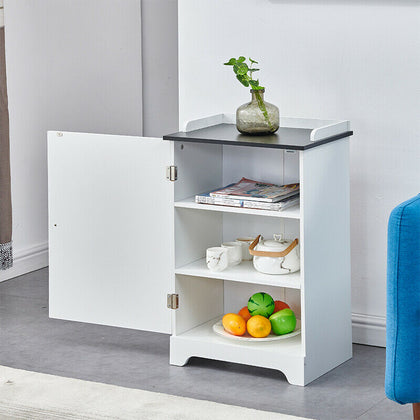 Storage Cabinet w/ Door & Storage Shelf Side Table Cupboard Bathroom Living Room