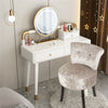 Crushed Velvet Vanity Stool Dressing Table Chair Bedroom Makeup Chair w/Backrest