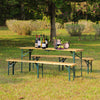 3pcs Camping Table Chair Bench Wooden Garden Picnic Set Foldable Patio Furniture