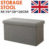 Grey Large Linen Folding Storage Ottoman Pouffe Seat Foot Stool Storage Box UK