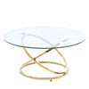 Modern Coffee Table Round Tempered Glass Top Chrome Base Sofa Side End Table