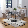 Grey Faux Leather Dining Chairs Kitchen 2-4 Seater Round Glass Dining Table Set