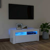 Modern White TV Unit Cabinet Stand 90cm High Gloss Doors with Free LED Lights