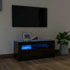 Modern White TV Unit Cabinet Stand 90cm High Gloss Doors with Free LED Lights