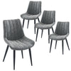 2 4 PCS Stripe Dining Chairs Faux Leather Retro Design for Kitchen Living Room