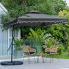 Garden Parasol Banana Cantilever Umbrella Crank Sun Shade Patio Outdoor W/ Base