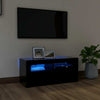 Modern White TV Unit Cabinet Stand 90cm High Gloss Doors with Free LED Lights