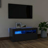 Modern White TV Unit Cabinet Stand 90cm High Gloss Doors with Free LED Lights