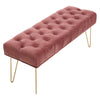 Long Seat Bench Dining Chairs Soft Velvet Padded Golden Steel Legs Lounge Stool