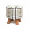 Shabby Chic Small Ottoman Round Pouffe Wooden Footstool Stool/Wooden Leg Padded