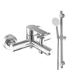 Modern Round Head Thermostatic Bar Shower Mixer Bathroom Riser Valve Taps Set UK