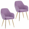 2 Velvet Leisure Dining Chairs Padded Bucket Seat Tub Armchair w/Gold Metal Legs