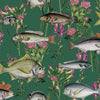HOLDEN LAGOON FISH FLOWERS WALLPAPER FEATURE WALL DECOR - WHITE TEAL BLUE GREEN