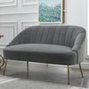 Modern 2 Seater Sofa Armchair Loveseat Scalloped Accent Couch Settee Metal Frame