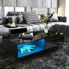 High Gloss Coffee Table With Storage Drawers RGB LED Modern Living Room Wooden