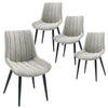 2 4 PCS Stripe Dining Chairs Faux Leather Retro Design for Kitchen Living Room