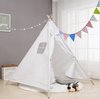 Large Canvas Kids Teepee White Tent Childs Wigwam Indoor Outdoor Play House Gift
