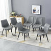 2 4 PCS Stripe Dining Chairs Faux Leather Retro Design for Kitchen Living Room