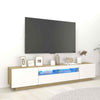 Modern TV Unit Cabinet Stand High Gloss Doors 200cm with LED Lights Drawers