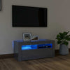 Modern White TV Unit Cabinet Stand 90cm High Gloss Doors with Free LED Lights