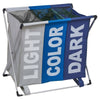 Large 3 Section Laundry Basket Washing Clothes Bag Hamper Folding Organiser Rack