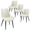 2 4 PCS Stripe Dining Chairs Faux Leather Retro Design for Kitchen Living Room