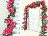 16Heads 7Ft Artificial Faux Silk Flower Rose Leaf Garland Vine Home Party Decor