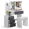 Dressing Table With Drawers Mirror Stool Set Makeup Desk Vanity Table Bedroom