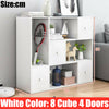 WOODEN 8 CUBE STORAGE UNIT CUPBOARD BOOKCASE SHELVING DISPLAY SHELVES W/4 DOORS