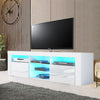 Modern TV Unit Cabinet High Gloss Doors With LED Light TV Stand Sideboard Drawer