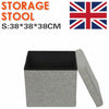 Grey Large Linen Folding Storage Ottoman Pouffe Seat Foot Stool Storage Box UK