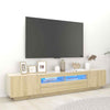 Modern TV Unit Cabinet Stand High Gloss Doors 200cm with LED Lights Drawers